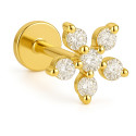 18K Gold Diamond Flower Labret with Natural Round Diamonds