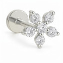 18K Gold Diamond Flower Labret with Natural Round Diamonds