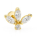18K Gold Lotus Labret with VVS D Color Lab Diamonds