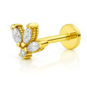 18K Gold Lotus Labret with VVS D Color Lab Diamonds
