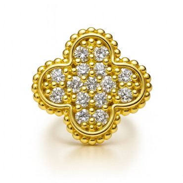 18K Yellow Gold Quatrefoil Diamond Stud – Internally Threaded (Sold Per Piece)