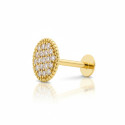 18K Yellow Gold Pavé Diamond Sun Stud – Internally Threaded (Sold Per Piece)