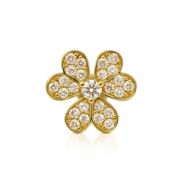 18K Yellow Gold Natural Diamond Tulip Flower Stud – Internally Threaded (Sold Per Piece)