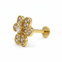 18K Yellow Gold Natural Diamond Tulip Flower Stud – Internally Threaded (Sold Per Piece)