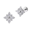 Natural Titanium 16G (1.2MM) Internally Threaded Diamond Flower Piercing Stud