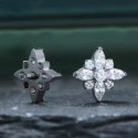 Natural Titanium 16G (1.2MM) Internally Threaded Diamond Flower Piercing Stud