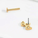 14K Solid Gold 18G Threadless Push Pin Flat Back 3CZ Triplet Petal Stud