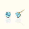 14K Solid Gold 18G Threadless Push Pin Aquamarine Crystal Stud