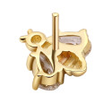 14K Solid Gold 16G Threadless Push Pin Flat Back BEE Stud