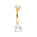 14K Solid Gold Water Drop Belly Piercing Jewelry 14G 10MM