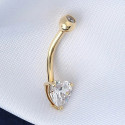 14K Solid Gold Heart Shape Belly Piercing Jewelry 14G 10MM