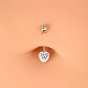 14K Solid Gold Heart Shape Belly Piercing Jewelry 14G 10MM