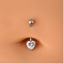 14K Solid White Gold Heart Shape Belly Piercing Jewelry 14G 10MM