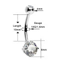 14K Solid White Gold Round Shape Belly Piercing Jewelry 14G 10MM