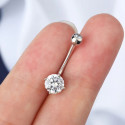 14K Solid White Gold Round Shape Belly Piercing Jewelry 14G 10MM