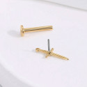 14K Solid Gold 18G Threadless Push Pin Flat Back Dager Stud