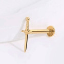 14K Solid Gold 18G Threadless Push Pin Flat Back Dager Stud