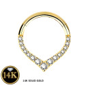 14K Solid Gold Daith & Septum Drop Shape Piercing Hoop 16G 8MM