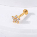 14K Solid Gold 18G Threadless Push Pin Flat Back Flower Stud