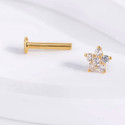 14K Solid Gold 18G Threadless Push Pin Flat Back Flower Stud