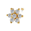 14K Solid Gold 18G Threadless Push Pin Flat Back Flower Stud