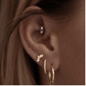 14K Solid Gold 18G Threadless Push Pin Flat Back 5CZ Arch Stud