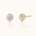 14K Solid Gold 18G Threadless Push Pin Flat Back Round Crystal Stud