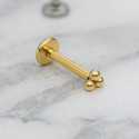 14K Solid Gold 18G Threadless Push Pin Flat Back Trinity Stud