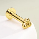 14K Solid Gold 18G Threadless Push Pin Flat Back Trinity Stud