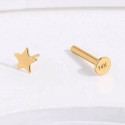 14K Solid Gold 18G Threadless Push Pin Flat Back Star Stud