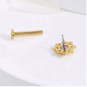 14K Solid Gold 18G Threadless Push Pin Flat Back Sunflower Stud