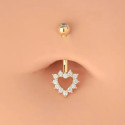 14K Solid Gold Heart Belly Button Ring