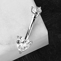 14K Solid White Gold Heart Belly Button Ring
