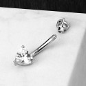 14K Solid White Gold Heart Belly Button Ring