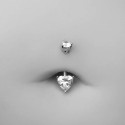 14K Solid White Gold Heart Belly Button Ring
