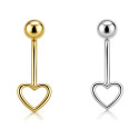 14K Solid Gold Heart Belly Piercing Jewelry – Internal Threaded