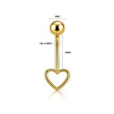 14K Solid Gold Heart Belly Piercing Jewelry – Internal Threaded