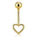 14K Solid Gold Heart Belly Piercing Jewelry – Internal Threaded
