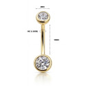 14K Solid Gold Cubic Zirconia Belly Piercing Jewelry – Internal Threaded