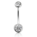 14K Solid Gold Cubic Zirconia Belly Piercing Jewelry – Internal Threaded