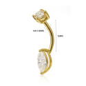 18K Gold Belly Curve with D Color Moissanite Stones