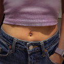 18K Gold Belly Curve with D Color Moissanite Stones