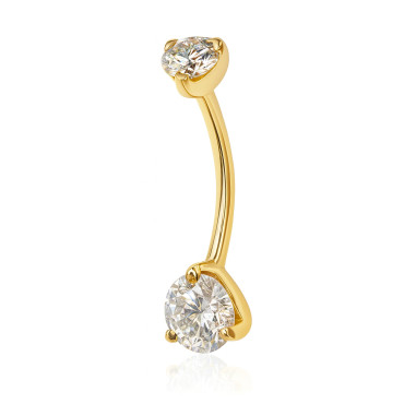 18K Gold Belly Curve with Double Round D Color Moissanite