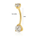 18K Gold Belly Curve with Double Round D Color Moissanite