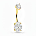 18K Gold Belly Curve with Oval & Round D Color Moissanite