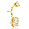 18K Gold Belly Curve with Oval & Round D Color Moissanite