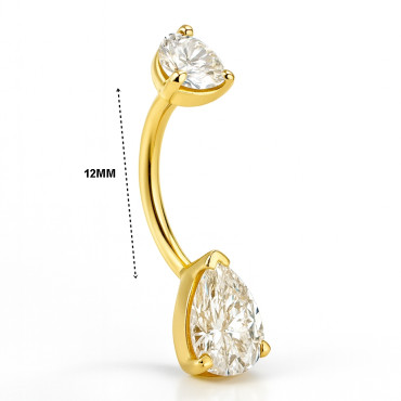 18K Gold Belly Curve with Pear & Round D Color Moissanite