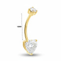 18K Gold Belly Curve with Heart & Round D Color Moissanite