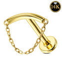 Solid Gold 18G Push Pin Lock Hidden Helix Piercing Jewelry