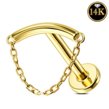 Solid Gold 18G Push Pin Lock Hidden Helix Piercing Jewelry